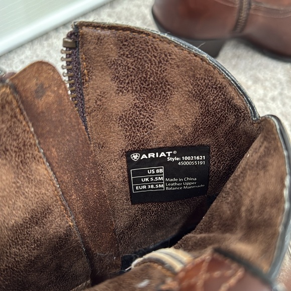 Ariat Darlin Chestnut Leather Ankle Boots cowboy boots western - Picture 2 of 8